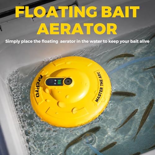 Arcpro Floating & Rechargeable Bait Bucket Aerator, IPX7 Waterproof with Magnetic Charging, Ultra-Quiet Bubbler for Live Minnows, Portable Aerator for Fishing