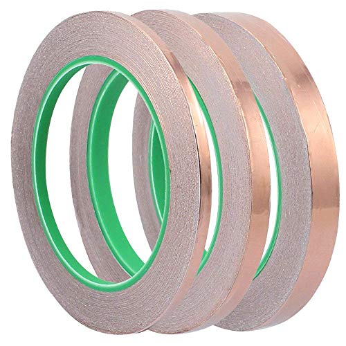 Eyech 3pc Copper Foil Tape Double-Sided Conductive Adhesive for EMI Shielding, Stained Glass, Art Work, Soldering, Electrical Repairs, Grounding- 27.5 Yard/Each - Thumbnail 7