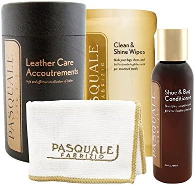 Leather Care Accoutrements - by Pasquale Fabrizio, Worlds Best Shoe Repair & Master Shoemaker - Shoe and Bag Conditioner, Wipes, and Cloth - Leather Care Kit