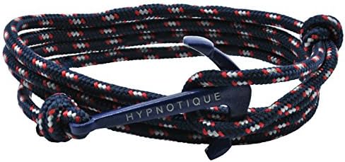 Unisex Blue Anchor Sailor Nautical Charm with Nylon Paracord Rope Bracelet Jewelry (Navy Blue)
