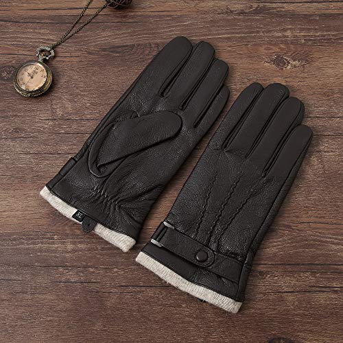 Mens Genuine Leather Gloves Winter - Acdyion Touchscreen Cashmere/Wool Lined Warm Dress Driving Gloves (Brown, Large) - Thumbnail 2