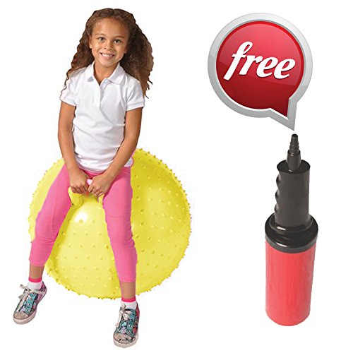 36” Knobby Bounce Balls with Handle by ArtCreativity- 7 Vibrant colors to choose - Highest Quality - Improve Coordination & Balance - Pump Included - Best Hopper Ball for tall Kids & Adults