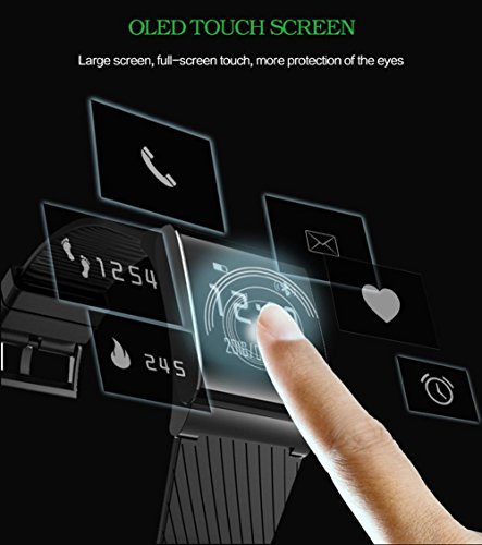 L@YC Fitness Tracker, Colleer Bluetooth 4.0 Waterproof Smart Bracelet Bands Sport Watch Waistband with Heart Rate Monitor and Blood Pressure Monitor for iPhone Android Smartphone, Business blacksteel