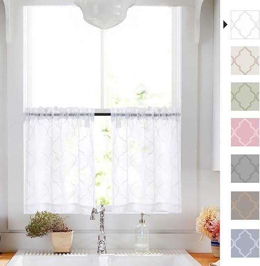 Amazon Com Tier Curtains 36 Inch White Rod Pocket Sheer Curtain