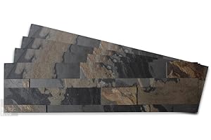 Tic Tac Tiles Peel and Stick Self Adhesive Removable Stick On Kitchen Backsplash Bathroom 3D Stone Tiles (1-Sheet) (Rustic Gray)