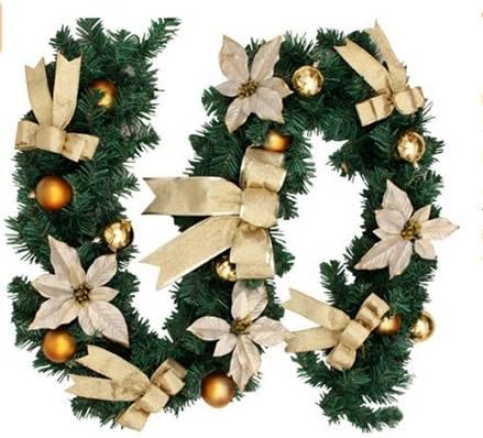 6Ft/1.8M Decorated Garland Christmas Decoration Xmas Festive Wreath Garland With Berries And Pinecones Gold (Gold)