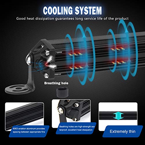 Led Light Bar 20 Inch Ultra-thin Spot Flood Combo Driving Light Ultra-thin Off Road Lights Single Row Light Bar Super Slim Led Bar for Truck ATV, UTV, SUV, Cars BraveWAY(9610B-20INCH) - Thumbnail 4