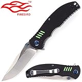 Knife F7511 Firebird Pocket Folding Hunting Knife Carbon Fiber Handle SS Blade (Black)