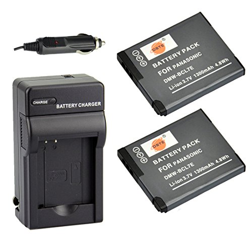 DSTE 2x DMW-BCL7 DMW-BCL7E DMW-BCL7PP Battery + DC144 Travel and Car Charger Adapter for Panasonic Lumix DMC-F5 FH10 FS50 SZ3 SZ9 XS1 XS3 Camera