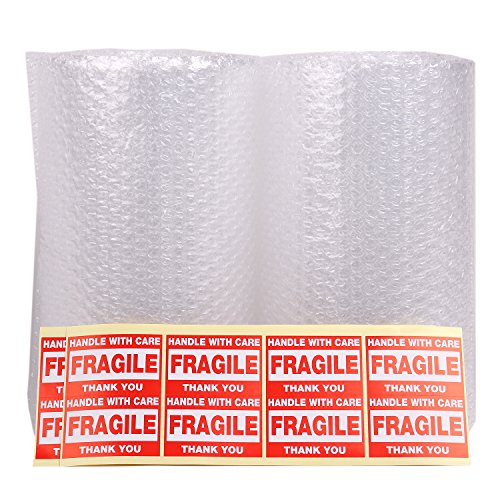 2-Pack Bubble Cushioning Wrap Rolls for Heavy-Duty Packing (3/16", 12" x 60 ft Total), Easy-To-Tear 12" Sheets, Plus Free 16 'Fragile, Handle with Care' Stickers - Thumbnail 3