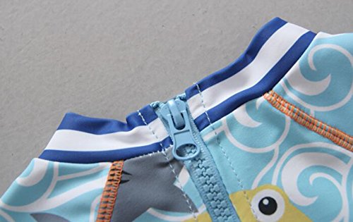 BANGELY Kids Baby Boy Summer Long Sleeve One Piece Rash Guard Swimsuit Sun Protection Swimwear Size 24-36M (Ligh Blue)