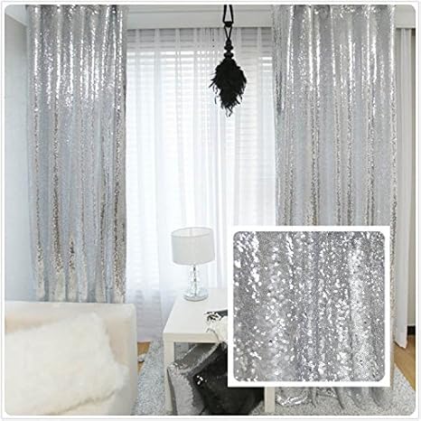 Home Shinybeauty Sequin Curtains 2 Panels For Bedroom Pink Gold