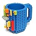 Astra shop Newest Creative 1Piece Build-On Brick Mug/ Lego Type Building Blocks Coffee Cup/ DIY Block Puzzle Mug 12oz/ Awsome Christmas gifts,Blue