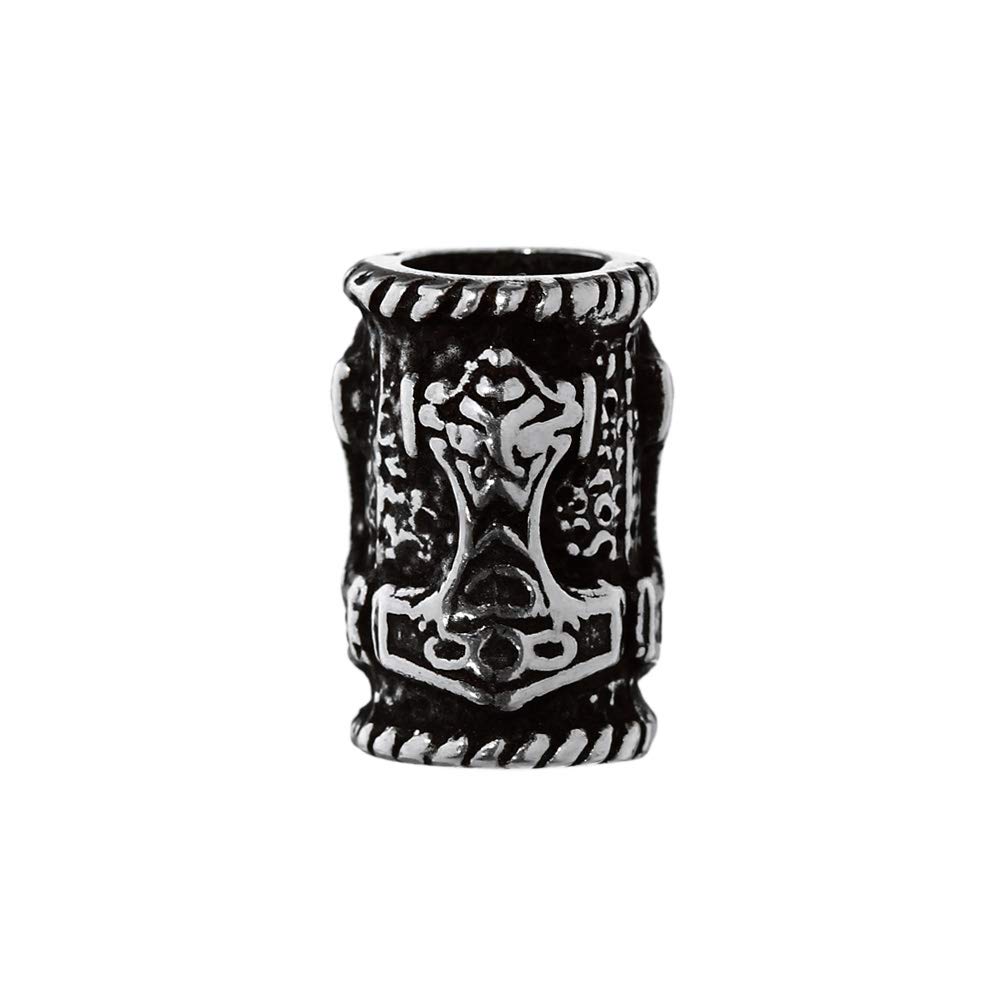 NKlaus SET 2x Viking beard bead Thorhammer 925 sterling silver curly bead 40500