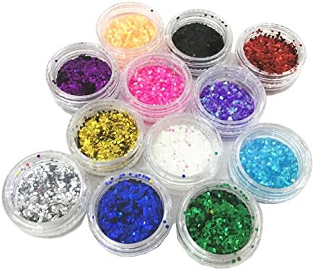 Set of 12 Glitter Powder Sequins for Slime, Arts Crafts Extra Solvent Resistant Glitter Powder Shakers,Bulk Acrylic Polyester Fine Red Craft Supplies Glitter Loose Eyeshadow,Assorted Colors,Gift Box