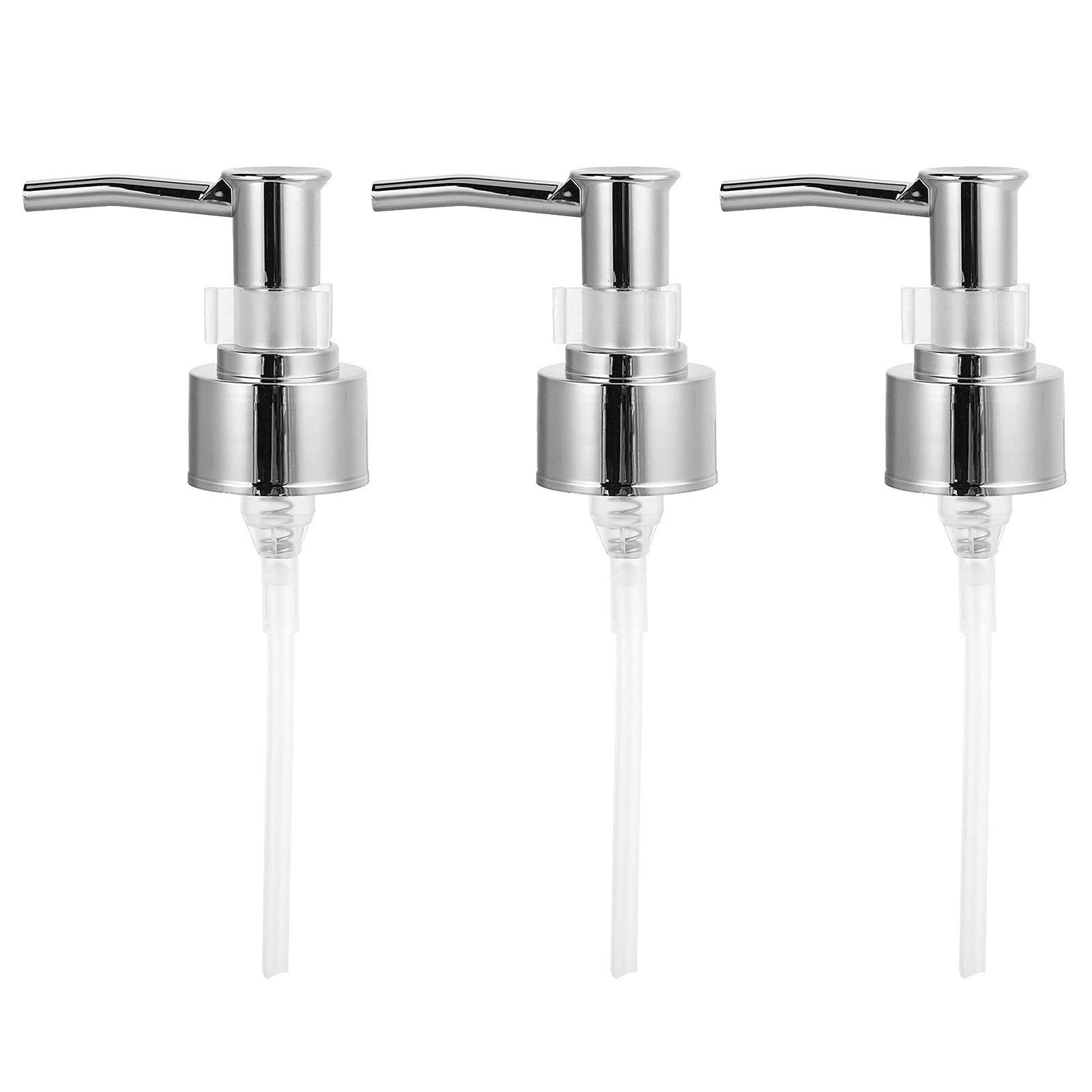 3Pcs Soap Dispenser Pump, 5.7'' Soap and Lotion Dispenser Pumps Replacement for Shampoo, Conditioner, Lotion, Body Wash, Hand Soap(Silver)