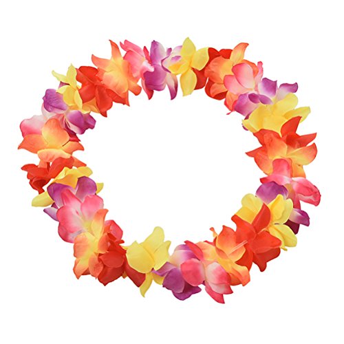 BESTOYARD Hawaiian Luau Flower Leis Necklaces Tropical Flower Garland Necklace for Birthday Wedding Party Luau Beach Party (Pack of 12)