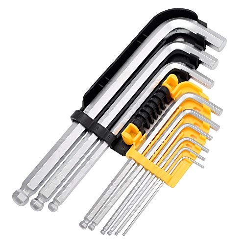 Tech Traders ® 9pcs S2 Alloy Steel Ball End Long Arm Allen Keys 1.5mm-10mm with Booster Bar Handle