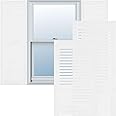 Ekena Millwork LL1S14X04300BW Lifetime Vinyl, Standard Cathedral Top Center Mullion, Open Louver Installation Lok's & Matching Screws Shutter (Per Pair), 14.5-in. W x 43-in. H, 117-Bright White