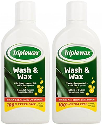 Triple Wax Set of 2 Car Shampoo and Wash & Wax 1L, 1 l (Pack of 2)