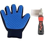 Delomo Deshedding Glove and Pet Grooming Glove for Dogs and Cats, Gentle and Efficient Pet Hair Remover Glove - Perfect for Short and Long Hair Pets (1 Pack with 1 Comb)