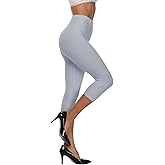 Kotii Women's Soft Capri Leggings 3/4 Cropped Leggings High Waisted Capris Tights