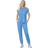 Eipnare Scrubs Set for Women Medical Uniform Nurse Suit, Anti-Wrinkle Scrub Top Jogger Pant&11 Pockets,4 Way Stretch Workwear