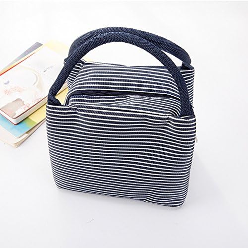 XYBH Isolierte Lunchbag Lunchbox Einkaufstasche Kühltasche für Männer Frauen Erwachsene Kinder Wasserdichte Oxford-Stoff-Picknick-Kühltasche (21 * 17 * 16 cm) (Blau Weiß) - Image 5