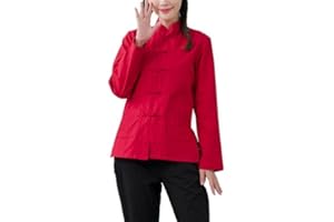Lazutom Womens Linen Long Sleeve Chinese Martial Arts Kung Fu Tai Chi Tang Suit Shirt Top