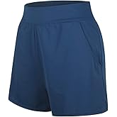 JINXUEER Women's Plus Size Solid Board Shorts Bikini Tankini Swimsuit Bottom Mid Waisted Swimwear with Briefs and Pocket