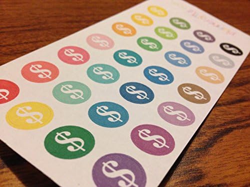 Planner Glitz 4 Sheets Decorative Planner Stickers - Money Sign - Circles, Green or Multicolored (Multicolored)