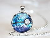 Glaceon Pokeball Necklace // 1 Inch Round Pokemon Eeveelutions Jolteon Flareon Vaporeon Umbreon Leafeon Sylveon // Gift Idea // Gamer Gear