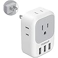 TESSAN US to Japan Plug Adapter, 2 Prong to 3 Prong Outlet Adapter with 4 AC Outlets 3 USB Ports, Travel Power Plug Adaptor f