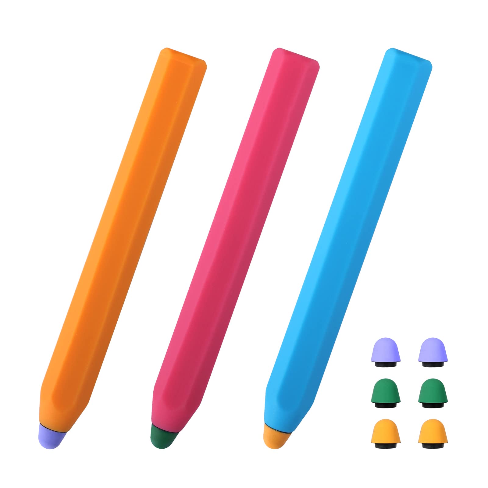 Begonia Tablet Stylus Pen, 3 Pack with 6 Replacement Tips, Universal Handwriting Coloring Pen for Kids Edition Tablet, Smartphones, and Tablets