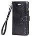 iPhone 7 Case, Moze iPhone 7 Wallet Case [4 Card Slots ] [Wrist Strap] [Stand Feature] PU Leather Flip Wallet Case Cover for iPhone 7 (4.7) -Black