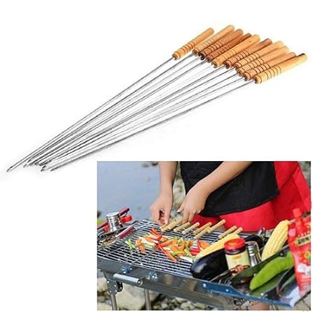 Home Buy Skewers for Tandoor Barbeque Grill Steel Needles, 16 Inches (8 Nos)