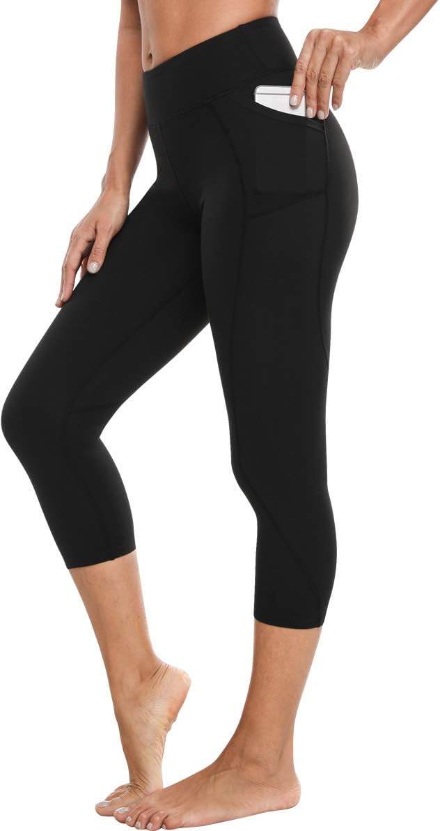 VUTRU Workout Capri Leggings Pockets High Waist Yoga Pants 4 Way Stretch Leggings