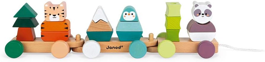 Janod, Wooden Train, La Balade Des Animaux, Wooden Activity Toy, to Develop Fine Motor Skills, Learn COLOR_NAMEs - Image 3