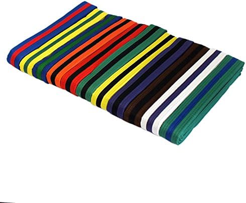 PROWIN1 Martial Arts 1.5" Wide Karate Taekwondo Double Wrap Striped Color Belts