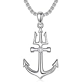 MEIDERBO Anchor Necklace for Men Women 925 Sterling Silver Earth/Swordfish/Trident/Compass Pendant Nautical Jewelry for Birthday Christmas