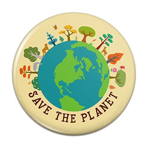 Save The Planet Illustration Conservation Pinback Button Pin Badge - 3