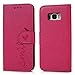 Compatible with Galaxy S8 Case, S8 Case Embossed Love PU Leather Case TPU Shock Bumper Detachable Magnetic Wallet Case with Slot Wallet Wrist Strap Cover for Samsung Galaxy S8 (Hot Pink)