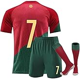 Ruhapu Soccer Jersey Boys, Kids' Soccer Jersey #7, T-Shirt Youth Jersey Socks Soccer Shirt Kit Set