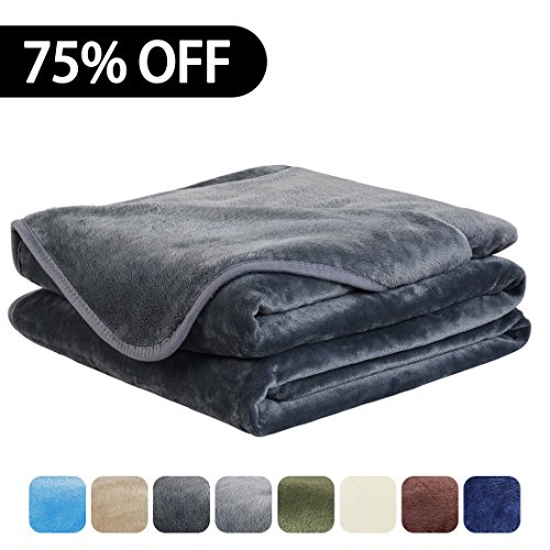 EASELAND Luxury Super Soft Travel Size Blanket Summer Cooling Warm Fuzzy Microplush Lightweight Thermal Fleece Blankets for Couch Bed Sofa,Throw,60 by 61 Inches,Dark Gray