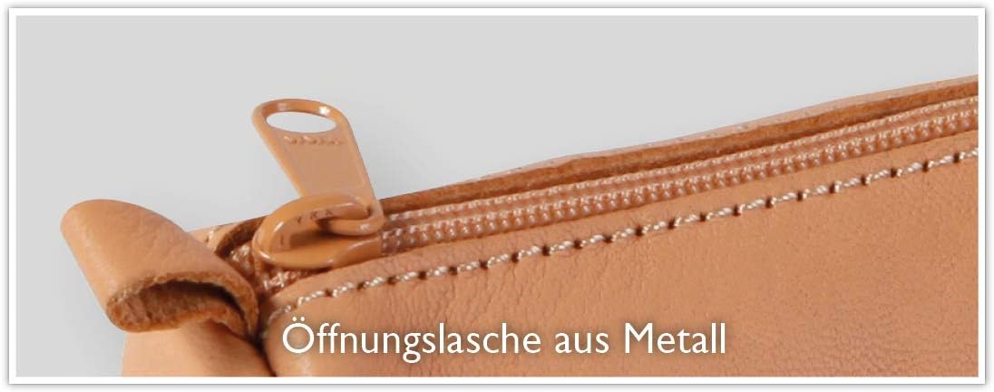 Clairefontaine 8441C, Flat School Pencil Case in Natural Leather 3 Compartments 21x3x10 cm in Genuine Lambskin - Image 4