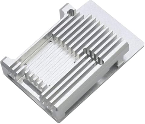 Wivarra para Raspberry Pi 4 Caja de AleacióN de Aluminio Caja de Cubierta Protectora CNC con Ventilador de Enfriamiento para RPI 4 Modelo B (Plata)