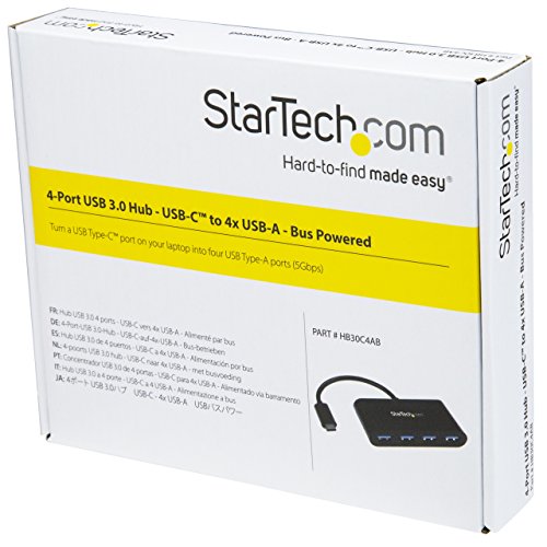 StarTech.com USB C Hub - 4 Port USB C to USB-A (4x) - Bus Powered USB Hub - USB Type C to USB Hub - USB-C to USB - USB 3.1 Type C