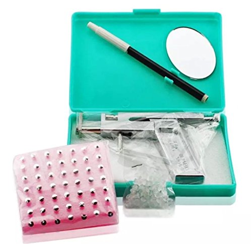 JKLcom Piercing Gun Tool Kit with 49 Pair Studs Set Ear Eyes Lips Nose Navel Body Ring Piercing Gun