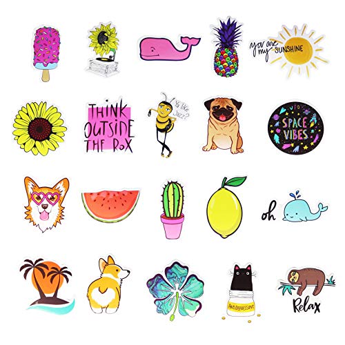 Cute Laptop Stickers for Teen Girl, 50 Pcs/Pack Cartoon Trendy Waterproof Vinyl Decal, Perfect for Water Bottle Luggage Computer Notebook Car Skateboard Motorcycle Bicycle Guitar (Cute, 50 Pcs)