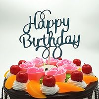 2 Pack Happy Birthday Cake Topper Glitter Party Event Decorations Aqua Blue